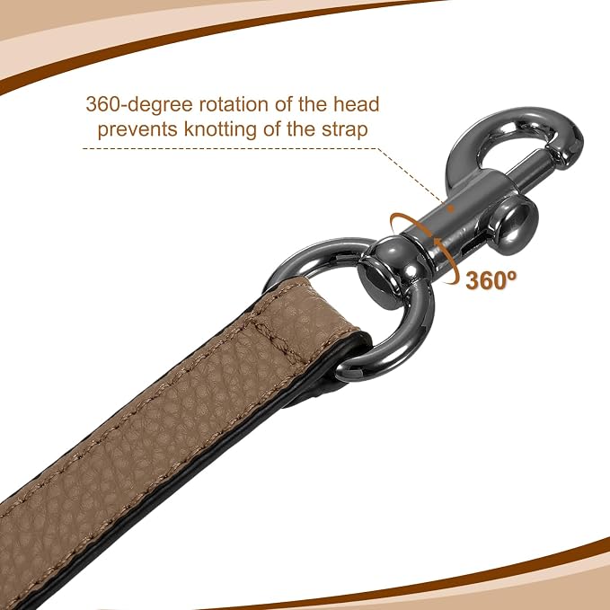 uxcell 19.29 Inch PU Leather Short Bag Strap with Clasp, Purse Handles Handbags Replacement Straps for Clutch Bag Underarm Bags, Dark Khaki, Grey Buckle