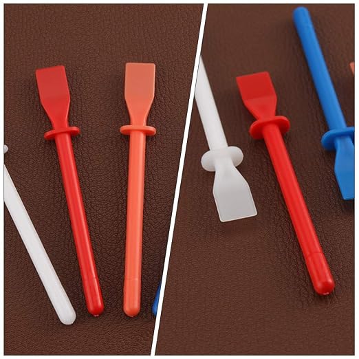 Healifty 6Pcs Silicone Glue Spreader Applicator Tool Kit, Flexible Plastic Adhesive Spatula Scraper Brush Set for Woodworking, Leather, Book Binding and Resin Crafts