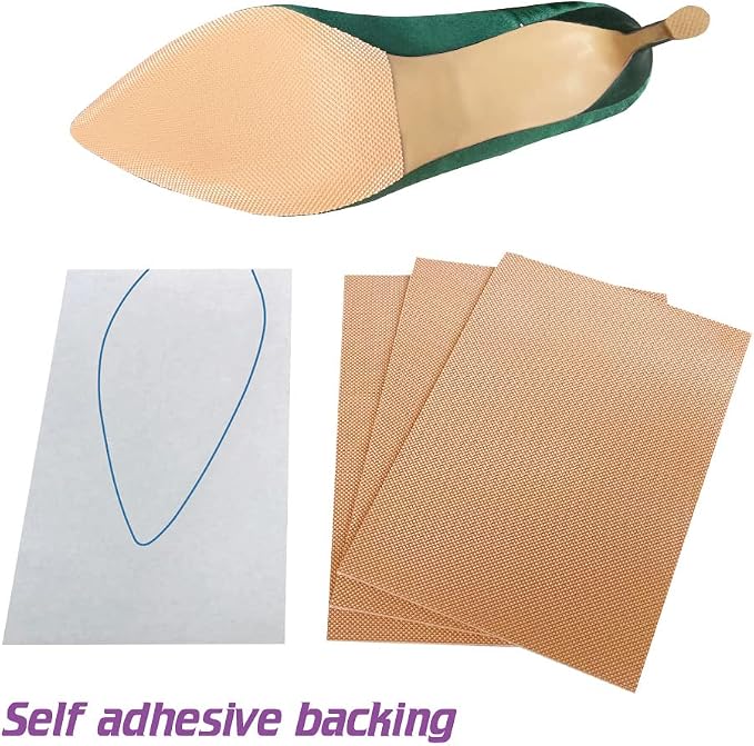 UNIKSTEP 4 Pieces Shoe Sole Protectors, Shoe Bottom and Heel Anti Slip Grip Pads, Self Adhesive Non Skid Noise Reduction Sticker (Khaki)