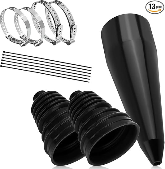 2PCS CV Boot Repair Kit, Silicone CV Axle Boot Repair Kit with Expander Tool and Clamps, CVs Joint Boots Kits for 2.41" 2.81" 3.43" Calibers, Tie Rod Boots for Dustproof and Waterproof (Black)