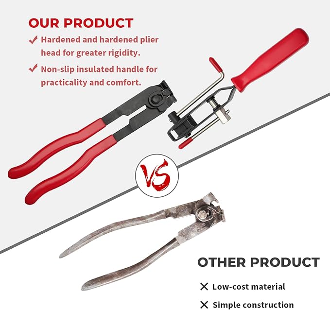 12 PCS For Auto/ATV CV Joint Axle Boot Clamp Pliers Tool with CV Boot Clamps Kit, 10 Crimp Bands-Ear Type Extension For Most Cars
