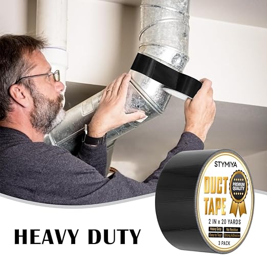 Black Duct Tape Heavy Duty: Wide Waterproof Outdoor Duck Furniture Repair Tape Bulk - Strong Adhesive Weather UV Resistant No-Residue Masking Tapes Patterns Variety Pack (6, Black)