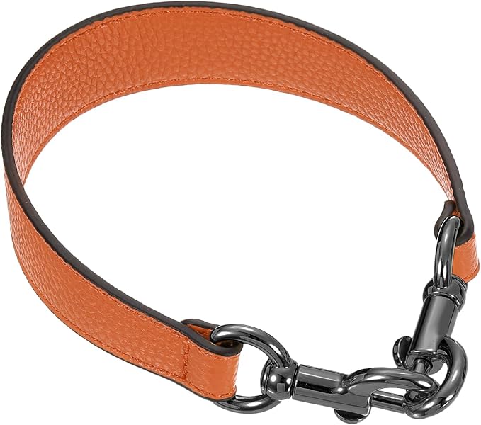 uxcell 14.17 Inch PU Leather Short Bag Strap with Clasp, Purse Handles Handbags Replacement Straps for Clutch Bag Underarm Bags, Orange, Grey Buckle