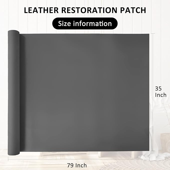 AOOTOOLINK Leather Repair Patch 35X79 Inch Self Adhesive Leather Repair, Large Leather Repair Tape for Couches, Furniture, Car Seats, Cabinets, Sofa, Handbags (Grey, 35X79 Inch)