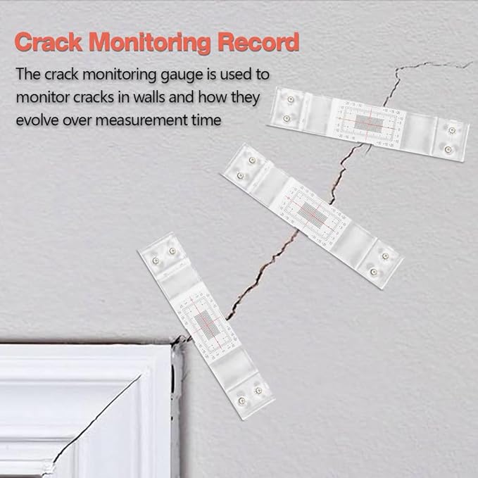Standard Tell-Tale Crack Monitor – Precision Crack Monitoring Gauge for Walls, for Internal/External Use, with Screws & Record Sheet