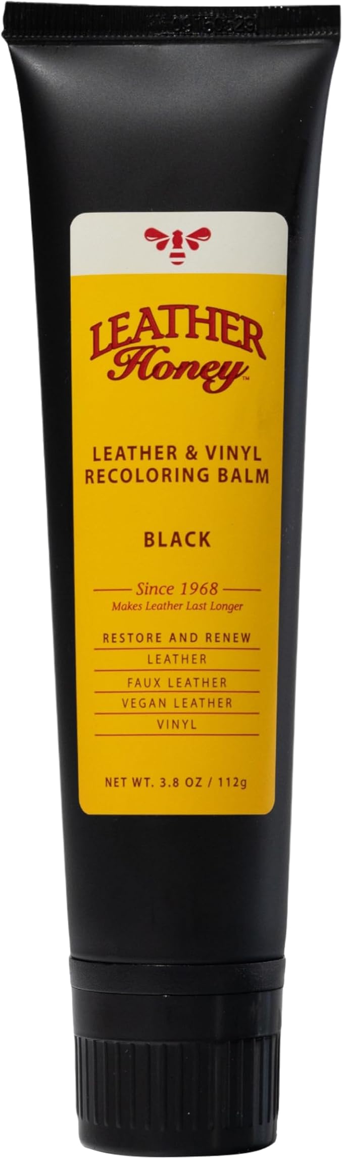 Leather Honey Black Recoloring Balm: Color Restorer and Scratch/Scuff Remover for Furniture, Couches, Shoes & Boots, Auto Interiors and Accessories