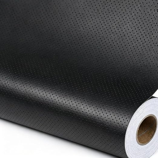 Qextce Perforated Leather Repair Patch Tape, Black, 8x100 Inch | Breathable, Self-Adhesive, For Furniture, Couches, Car Seats, Office Chairs, Faux Leather & Vinyl Repair Kit