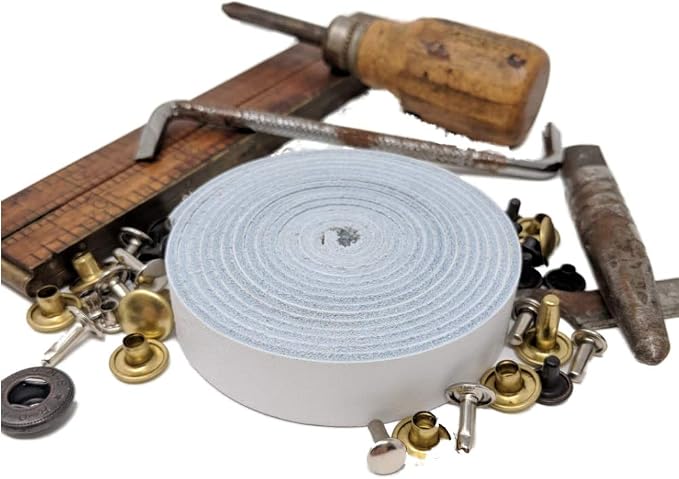 TOFL Genuine Leather Strap | Top Grain Cowhide Strip – White (5 Pack) | 72" L x 5/8" W x 1/16" Thick | Suede Backing | Leather Craft Supplies | Leatherworking & DIY Repair Projects | 4-5 oz