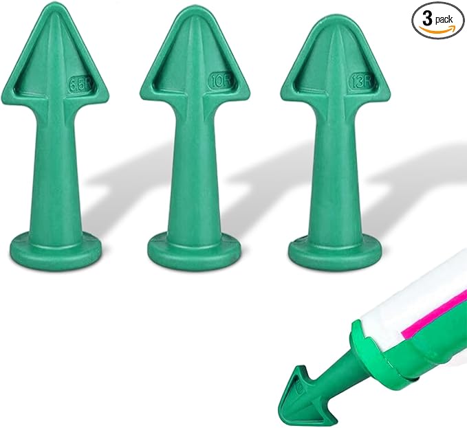 Caulking Tips with Nozzle Adapter Reusable Silicone Caulk Applicator Tools for Easy Application Finishing Grout and Sealant Includes 6.5R 10R 13R Nozzles Easy Caulking Finger Tool(Green)