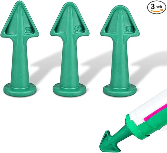 Caulking Tips with Nozzle Adapter Reusable Silicone Caulk Applicator Tools for Easy Application Finishing Grout and Sealant Includes 6.5R 10R 13R Nozzles Easy Caulking Finger Tool(Green)