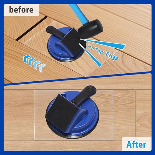2PK Heavy Duty Floor Gap Fixer Tool with 45° Striking Surface & Strong Suction Cup, Professional Vinyl Floor Gap Repair Tool for Laminate Flooring Repair, Includes Rubber Mallet & 10 PCS Sticky Pads