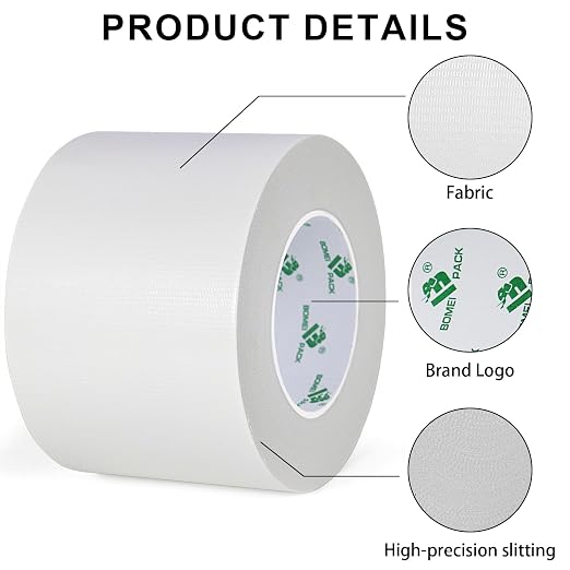 BOMEI PACK Duct Tape Heavy Duty Waterproof White, 50 Yards x 4 Inch Strong Adhesive Duct Tape No Residue Bulk for Home Use, DIY, Projects, Outdoor Repairs Tear by Hand