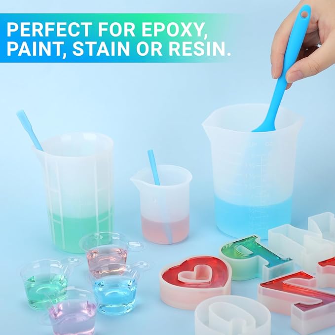Gartful 6PCS Silicone Spatula Sticks, Non-Stick Epoxy Resin Mixing Sticks Scraper Tools, Reusable Stirring Rods for Resin, Paint, Waxing, Liquid, Arts Crafts Supplies, Facial Mask, Blue