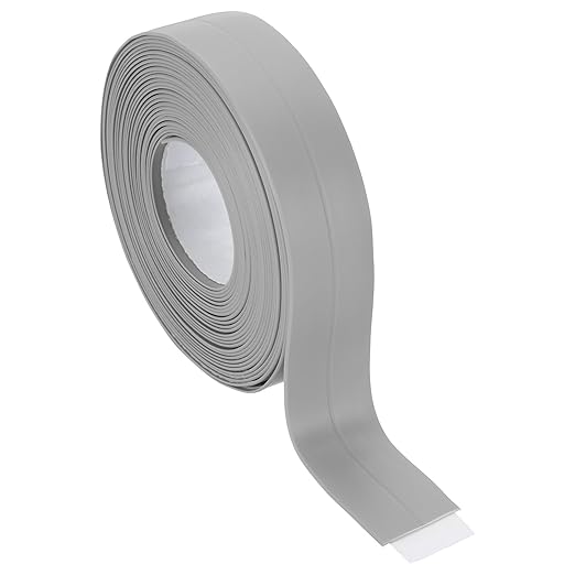 PATIKIL 1" x 16.4 ft Caulk Tape, Caulk Strips PVC Self Adhesive Caulking Tape Waterproof Edge Protectors for Bathroom Accessories Kitchen Countertop, Grey
