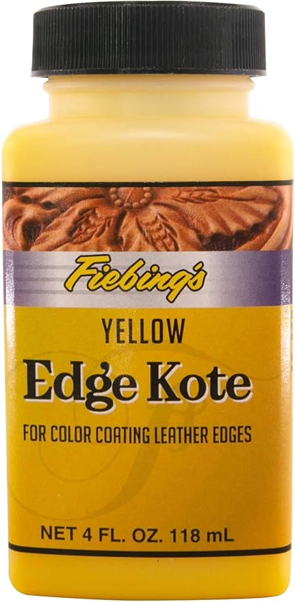 Fiebing's Edge Kote 4 Fl Oz - Yellow - for Coloring Leather Edges on Purses, Bags, Shoes, Holsters, Wallets,etc
