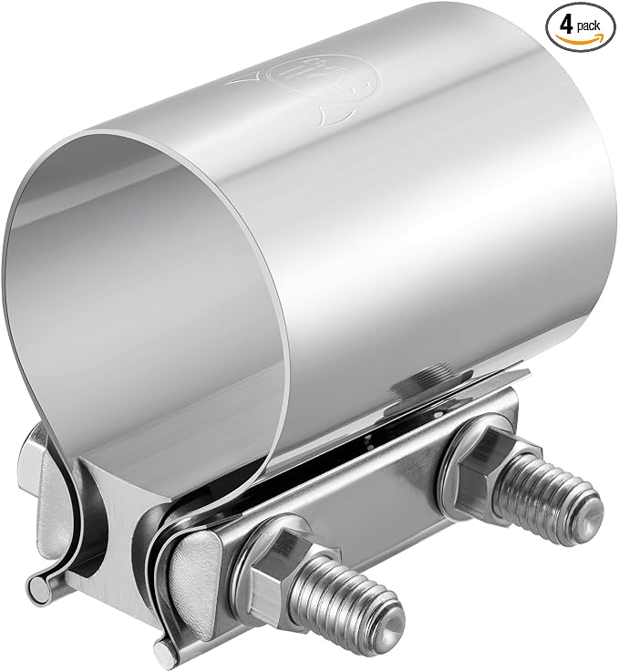 EVIL ENERGY 2.25 Inch Exhaust Clamp, 2 1/4" Butt Joint Band Clamp Sleeve Coupler Stainless Steel for Pipes, Mufflers, Catalytic Converters 4PCS