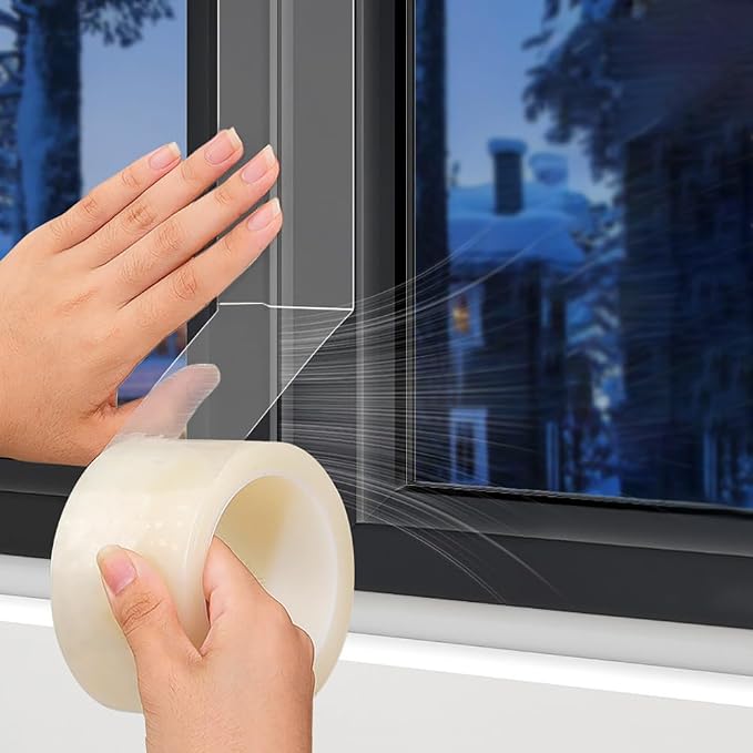 Dstorelhp Clear Window Sealing Tape, 2'' X 131FT, Window AC Insulation Tape | Waterproof, Window Air Conditioner Sealing Tape, Blocker for Cold Heat Air, No Residue, Energy Efficient