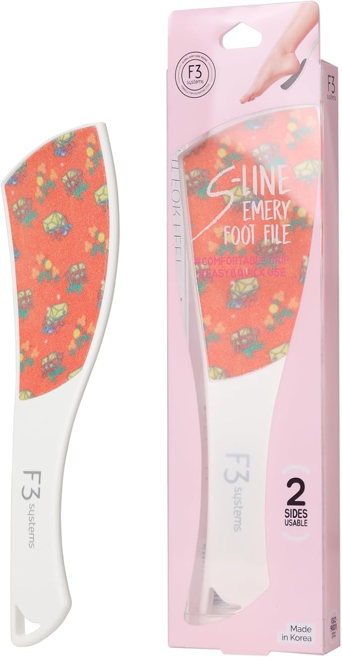 S-Line Emery Foot File, Colossal Double-Sided Pedicure Tool, Effective for Cracked Heel, Ergonomic Design for Easy Grip (Pattern)