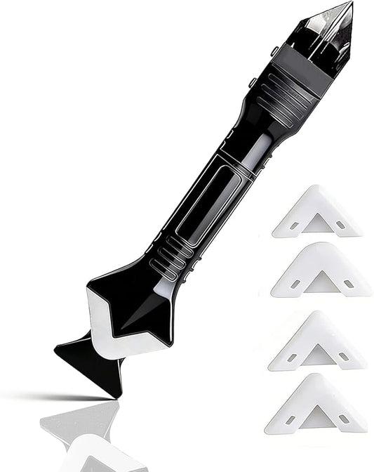 Caulk Remover Tool Set 3 in 1, Silicone Caulking Tool & Sealant Smoothing with 5 Interchangeable Pads, Non-Slip Push-Pull Design – for Bathroom, Kitchen, Tile,bathroom, Window, Sink
