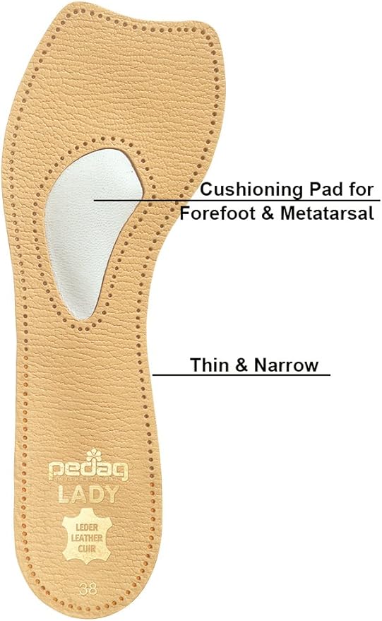 Pedag 121 Lady 3/4 Ultra Thin Leather Self Adhesive Insole for All Heels, Tan, Women's 9