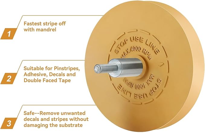 CowboyBOB Decal Remover Eraser Wheel Rubber Eraser Wheel for Drill Removes Car Stripes Vinyl Tapes and Graphics Rubber Eraser Wheel Tool Kit for Cars, RV, Motorcycles Sticker Remover Tool 1 Pack