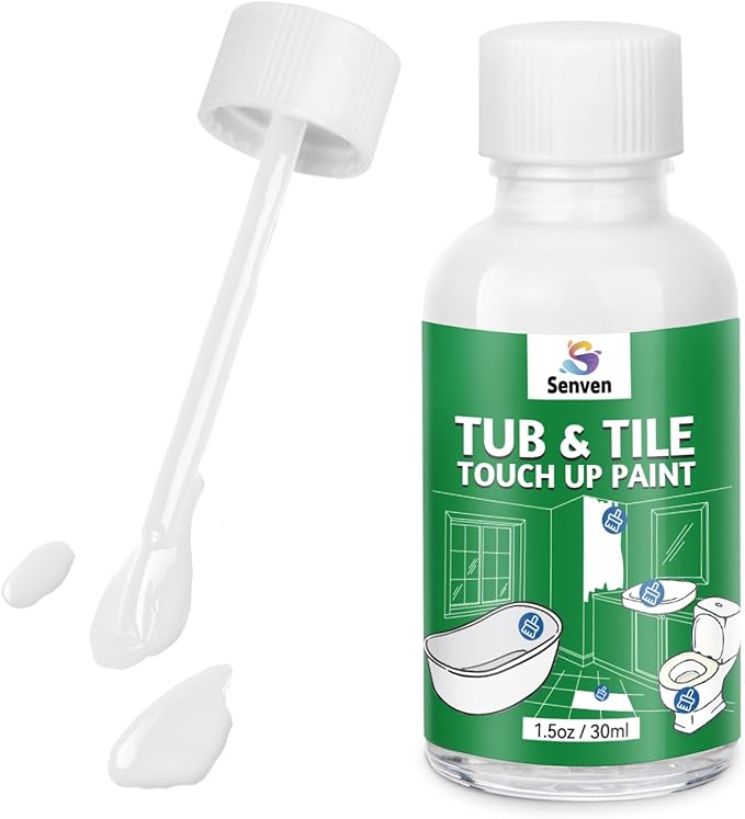 Tub Tile Gloss White Paint Touch Up Paint Kit for Bathtub Porcelain Repair Scratches Cracks Chips on Porcelain Acrylic Enamel Cast Iron Tiles Sinks Countertops Toilets Fiberglass White Gloss