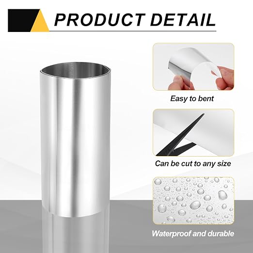 uxcell Aluminum Flashing Roll, 6in x 3.3ft Metal Roof Panels 0.3mm Waterproof Aluminum Sheet Roll for House Repair, Roof Flashing, Sealing Windows Doors, DIY Projects