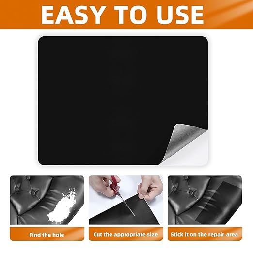 BSZHTECH Leather Repair Tape, Self-Adhesive Leather Repair Patch for Couch Furniture Sofas Car Seats, Advanced PU Vinyl Leather Repair Kit(Black,2Pcs 8.2X11 inch)