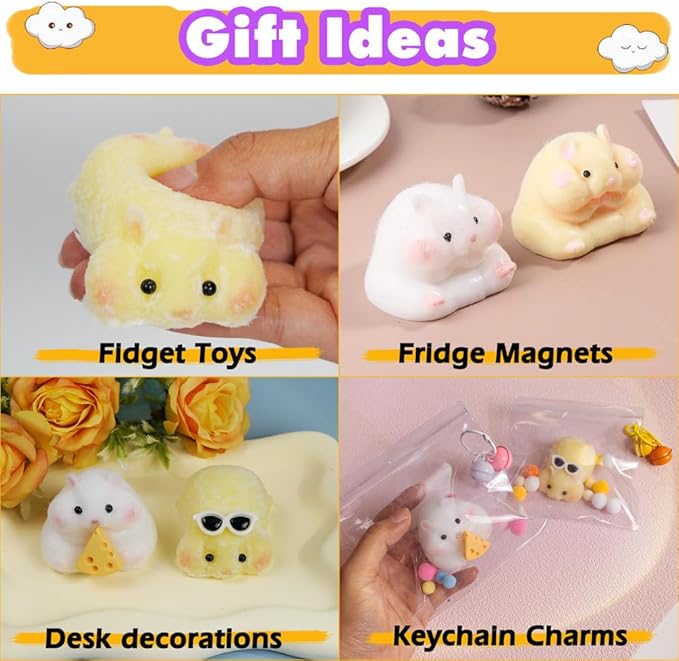 Taba Squishy Maker 2 Hamster Silicone Molds+Gel+Kits Fufu Squish Making Pack