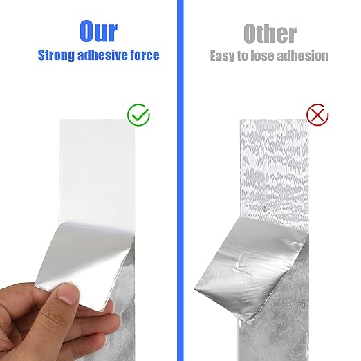 Romeda Aluminum Foil Tape, 2 inch x 65 Feet Foil Tape (3.9 mil), Silver Insulation Adhesive Metal Tape, High Temperature Heavy Duty HVAC Tapes for Ductwork, Dryer Vent, HVAC