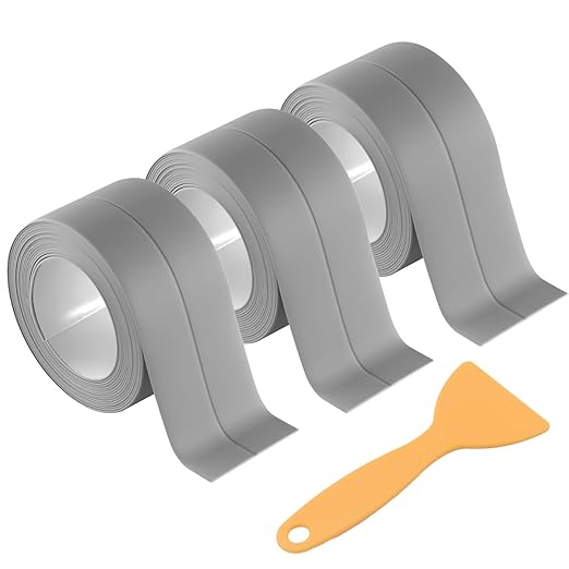 3 Rolls 10.5 Feet Caulk Tape Waterproof Sealing Self Adhesive, Caulking Sealant Strip for Bathroom Toilet Kitchen Countertop