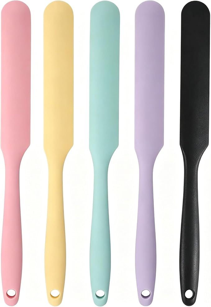 5Pcs Silicone Jar Spatulas Set, Non-Stick Heat Resistant Jam Spreader, Heat Resistant 572°F, Food-grade Cream Spatulas, Flexible Kitchen Scraper Tools for Mixing, Baking, and Cooking