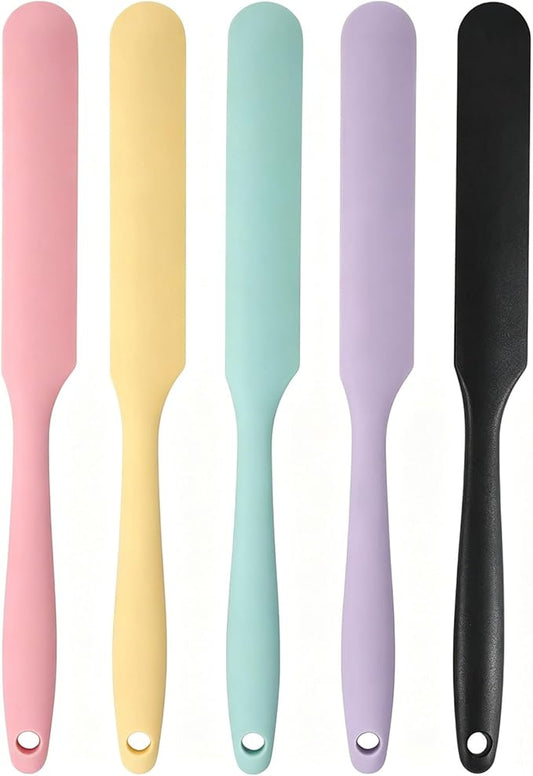 5Pcs Silicone Jar Spatulas Set, Non-Stick Heat Resistant Jam Spreader, Heat Resistant 572°F, Food-grade Cream Spatulas, Flexible Kitchen Scraper Tools for Mixing, Baking, and Cooking
