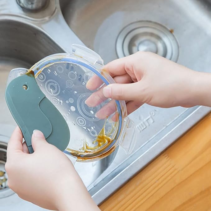 6 PACK Multifunctional Penguin Shape Silicone Scraper Soft Kitchen Cleaner Cleaning Tools Accessories for Pans Bowls (3 Colors)