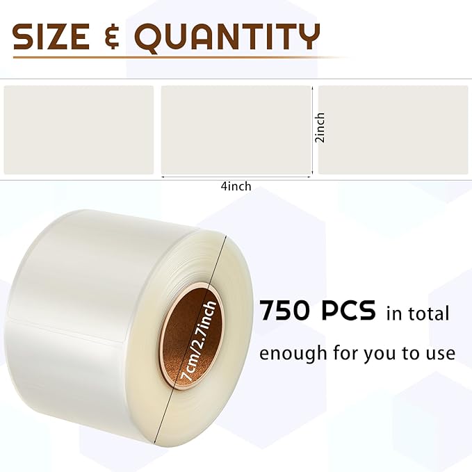 Zonon 750 Pcs Label Protector Back to School Clear Labels Stickers Wafer Seals Waterproof Labels Library Supplies for Protecting Barcodes, Numbers and Stickers (4 x 2 Inch,Rectangle)