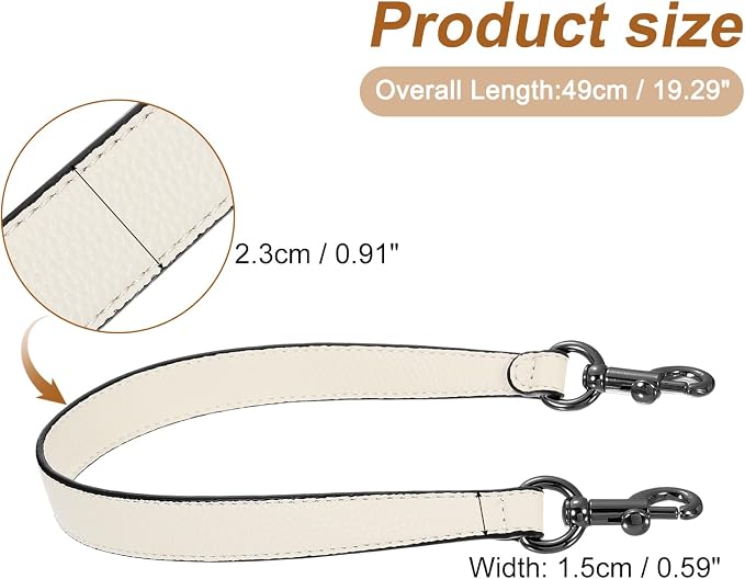 uxcell 19.29 Inch PU Leather Short Bag Strap with Clasp, Purse Handles Handbags Replacement Straps for Clutch Bag Underarm Bags, Beige, Grey Buckle