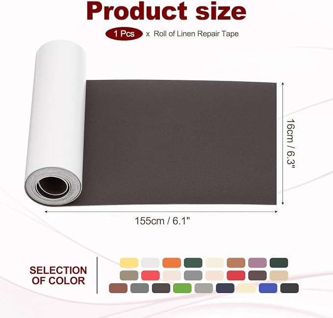 PATIKIL Leather Patches Tape for Furniture, 6.3 x 61 Inch Self Adhesive Vinyl Leather Repair Kit Cover Sheet for Couch, Sofa, Car Seats, Office Chair, Deep Coffee