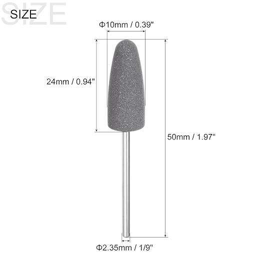 uxcell 120 Grits Abrasive Mounted Stone 2.35mm Shank 2/5"(10mm) Dia Conical Heads Stone Grinding and Polishing Wheels for Nail Polishing