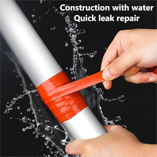 Pipe Repair Tape, 2.5cm×1m Waterproof Strong Stickness Pipes Repair Supply for PVC PPR Pipe Metal Pipe Iron Casting Pipe Ceramic Glass and more(Red)