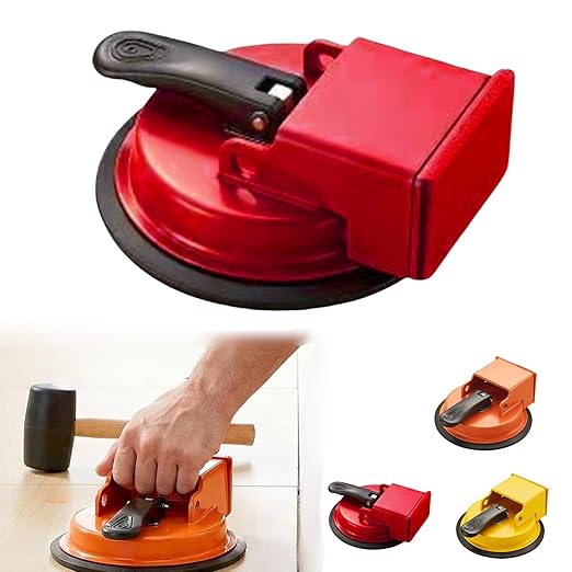 Floor Gap Fixer Tool, Heavy Duty Floor Gap Fixer Tool for Vinyl Plank Wood & Tile Flooring, Laminate Floors Gaps Repair Tools with Rubber Pad, Adjustable Height (Red)