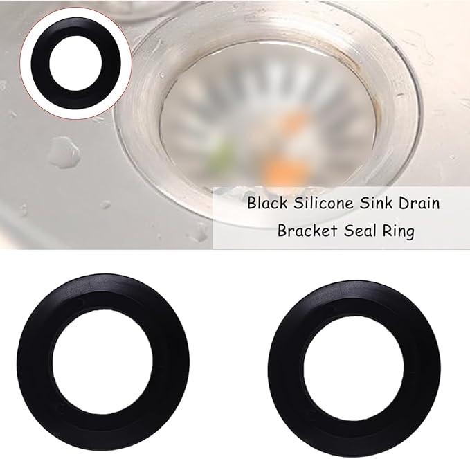 5 Pack Silicone Sink Drain Bracket Seal Ring,Drainage Seal,Universal Drainage Pad Replacement for Kitchen Bathroom Sink Bathtub Drain Plug,Inner Diameter 32mm Outer Diameter 55mm(Black)
