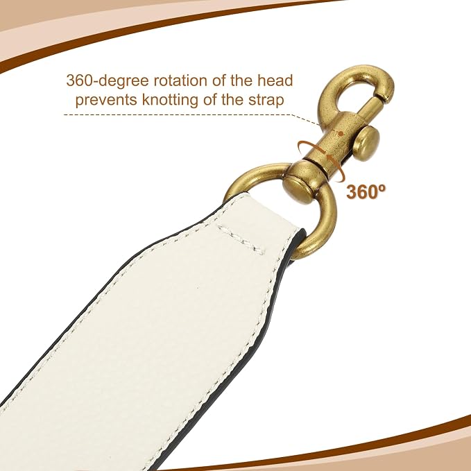 uxcell 22.83 Inch PU Leather Short Bag Strap with Clasp, Purse Handles Handbags Replacement Straps for Clutch Bag Crossbody Underarm Bags, Beige, Deep Gold Buckle