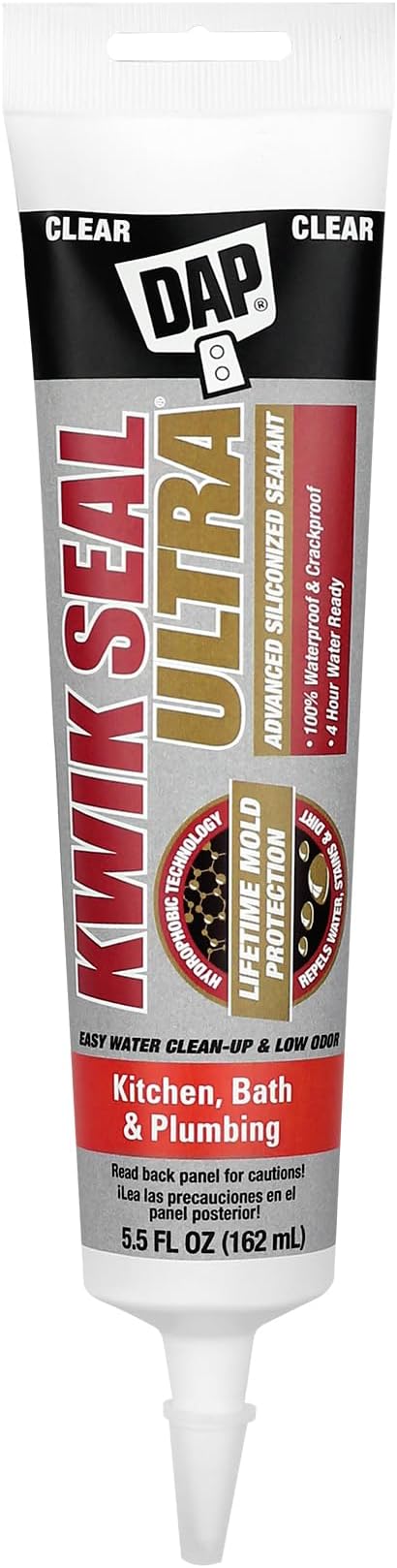 Kwik Seal Ultra Advanced Kitchen and Bath Siliconized Sealant, Clear, 5.5 Oz (7079818915)