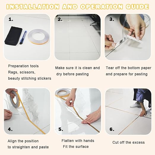 Floor Tiles Gold Foil Lines Metalized Mirror Tape, Self-Adhesive Tile Seam Sticker, Waterproof Gap Sealing Foil Decor Tape for Wall, Cabinet, Kitchen(0.39in x 164 Ft) (Gold)
