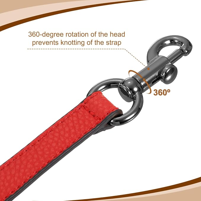 uxcell 14.17 Inch PU Leather Short Bag Strap with Clasp, Purse Handles Handbags Replacement Straps for Clutch Bag Underarm Bags, Red, Grey Buckle