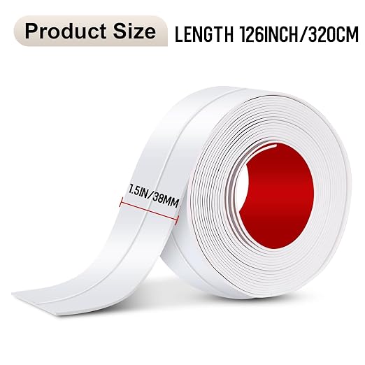 3 Roll Caulk Tape Waterproof Self Adhesive, White Caulking Sealant Tape, Caulk Strip for Kitchen, Bathroom, Sink, Shower, Bathtub, Toilet Edge Protector (1.5" x 10.5Ft)