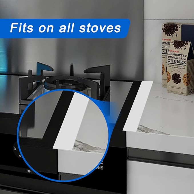 Silicone Stove Counter Gap Cover (2 Pack, 30in × 2.25in), Trim-to-Fit Kitchen Gap Filler, Heat Resistant Stove Gap Cover for Counter, Oven, Washer & Dryer – Easy Clean, Non-Slip, White