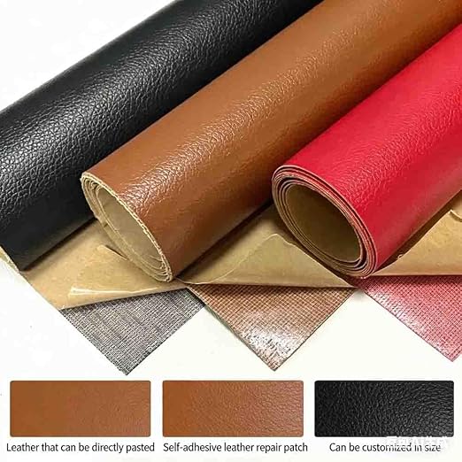 Leather Repair Patch Tape Kit, Self Adhesive Leather Repair for Furniture, Couch, Sofa, Car Seats,Office Chair,Vinyl Repair Kit (Black,19x40 inch)