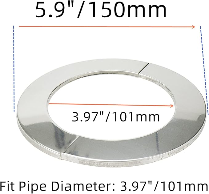 Wall Split Flange, Stainless Steel Round Escutcheon Plate for 3.97"/101mm Diameter Pipe, Pack of 2
