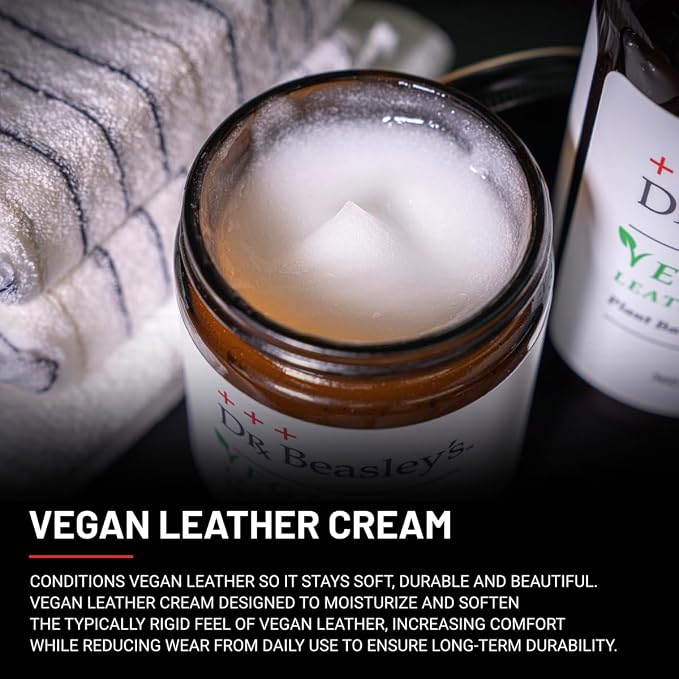 Dr. Beasley's Vegan Leather Cream 9 oz - Gentle Plant Based Formula, Conditions, Softens, UV Protection, Promotes Durability & Longer Life
